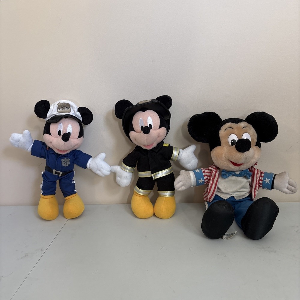 Disney Mickey Mouse Fireman & Policeman American Hero plus Patriotic Mickey